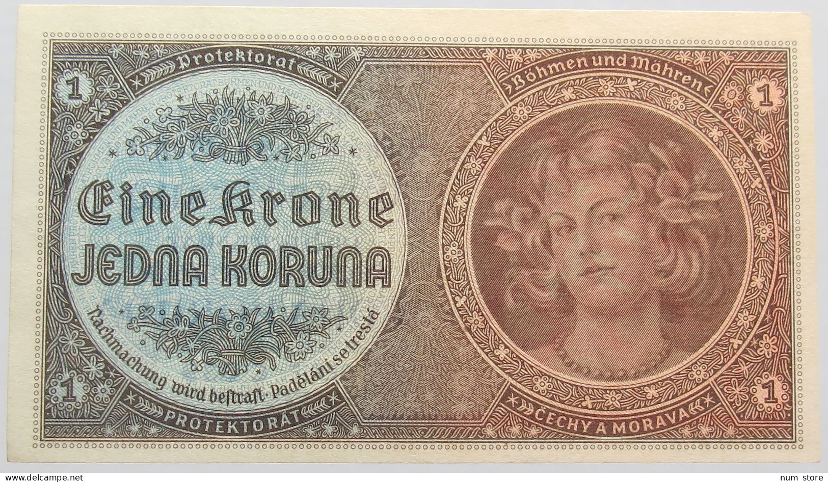 BOHEMIA 1 KORUNA 1940 TOP #alb014 0405 - Tchécoslovaquie