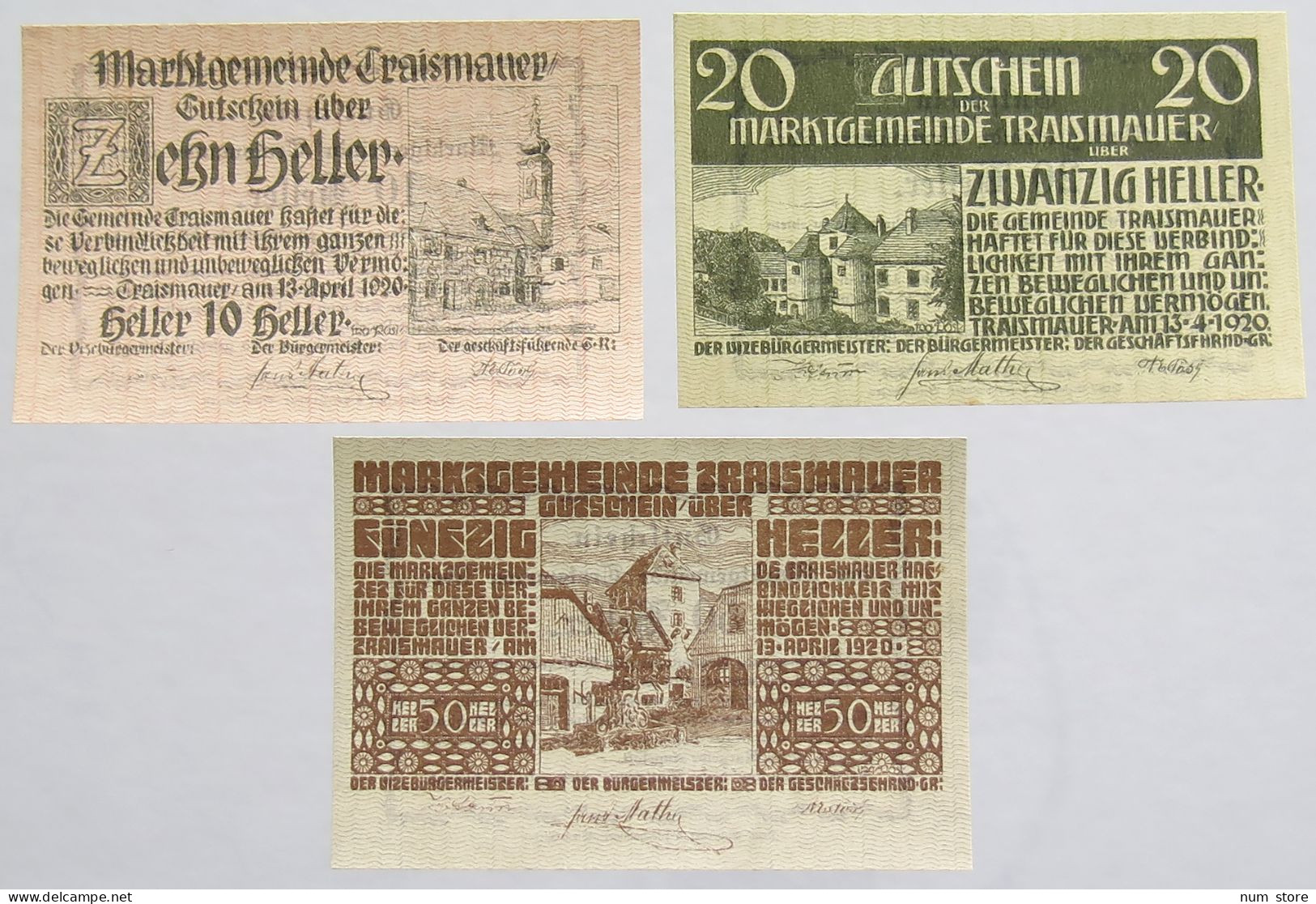 AUSTRIA NOTGELD TRAISMAUER 3PC #alb012 0287 - Autriche