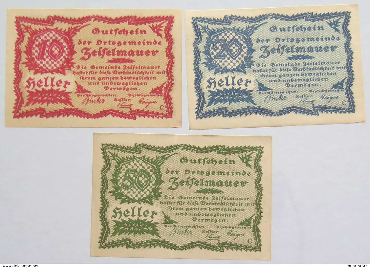 AUSTRIA NOTGELD ZEISELMAUER 3PC #alb012 0299 - Autriche