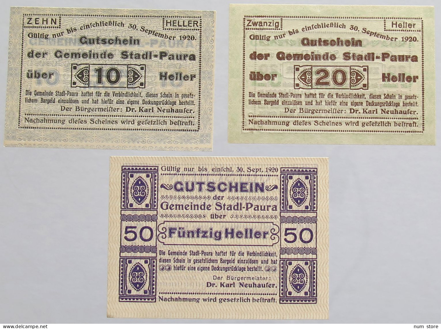 AUSTRIA NOTGELD STADL PAURA 3PC #alb012 0261 - Oesterreich