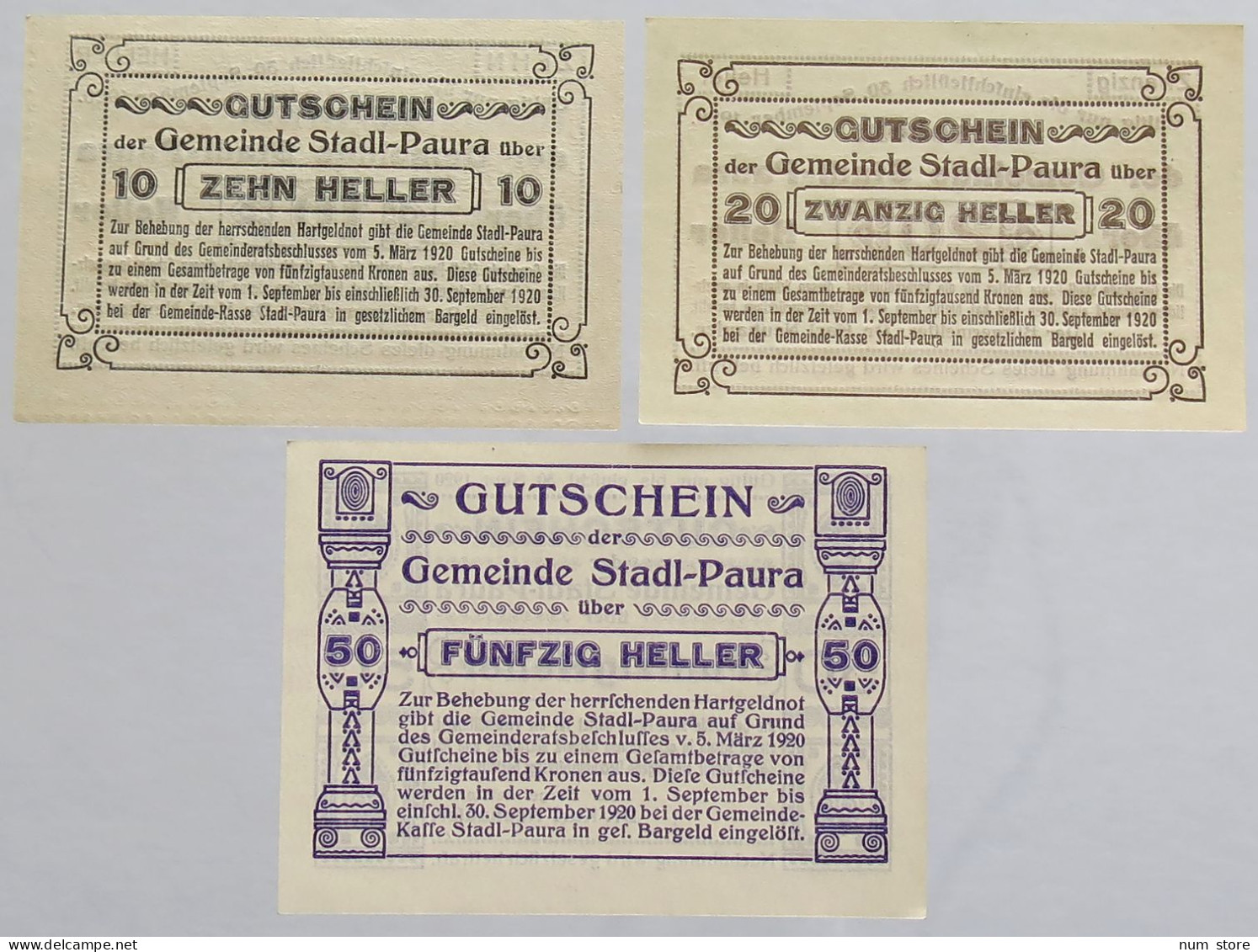 AUSTRIA NOTGELD STADL PAURA 3PC #alb012 0261 - Oesterreich