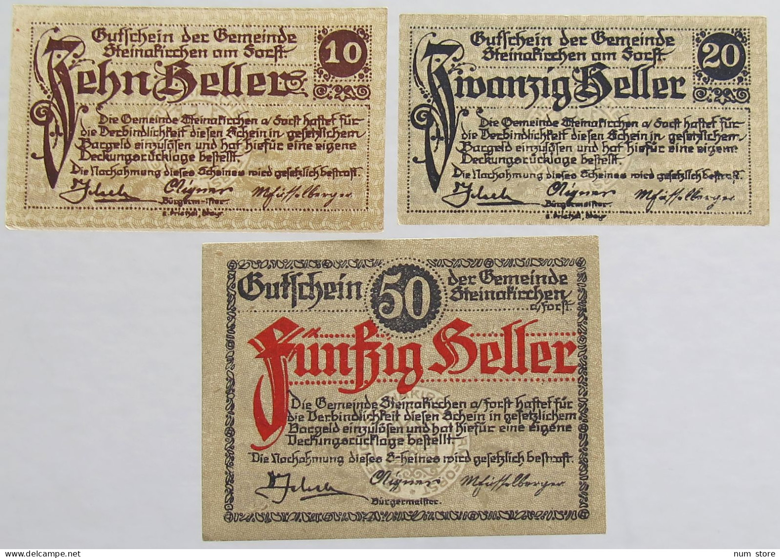 AUSTRIA NOTGELD STEINAKIRCHEN 3PC #alb012 0335 - Autriche