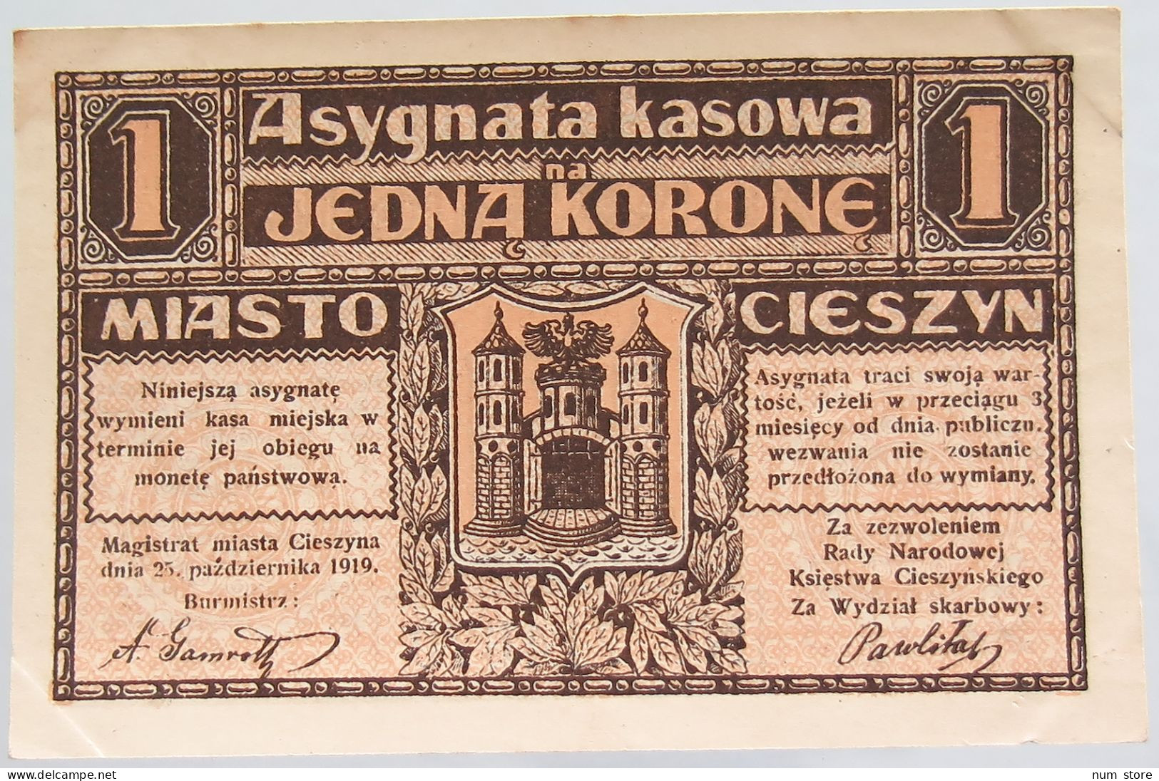 AUSTRIA 1 KRONE CIESZYN TESCHEN #alb010 0349 - Oesterreich