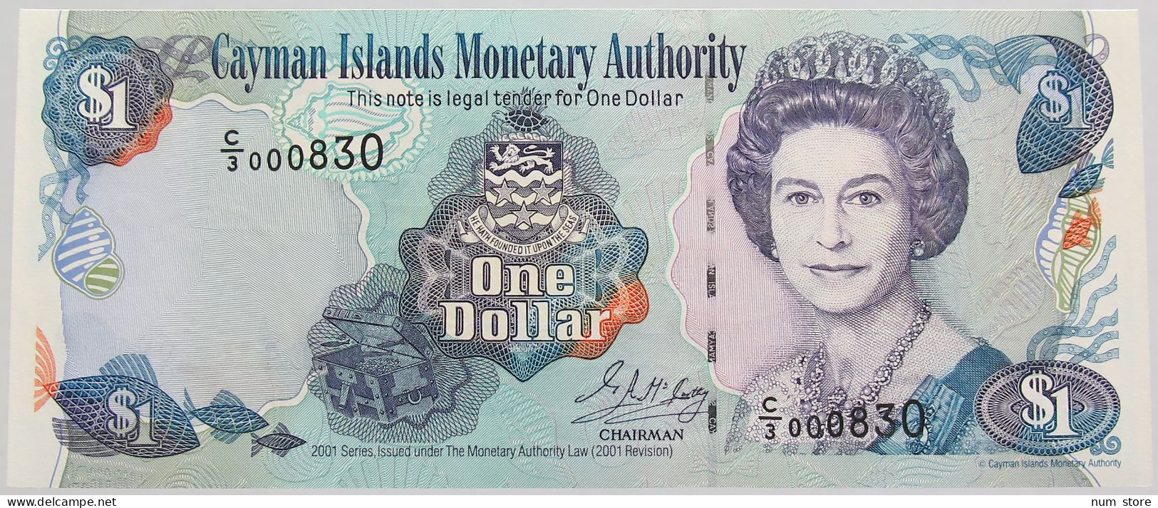 CAYMAN ISLANDS 1 DOLLAR 2001 UNC #alb018 0053 - Kaimaninseln