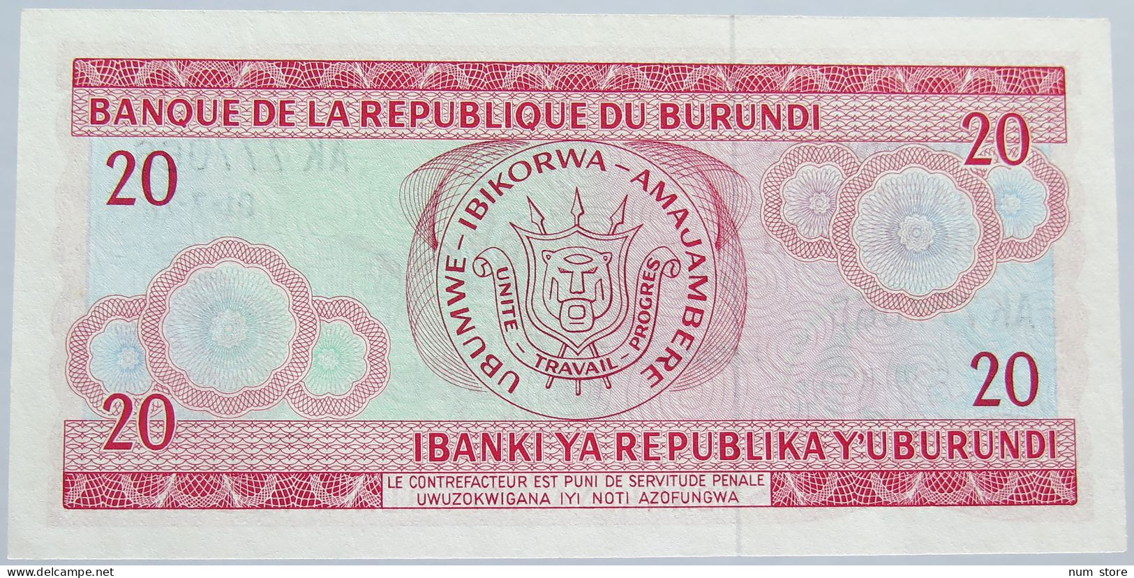 BURUNDI 20 FRANCS 1977 #alb003 0033 - Burundi