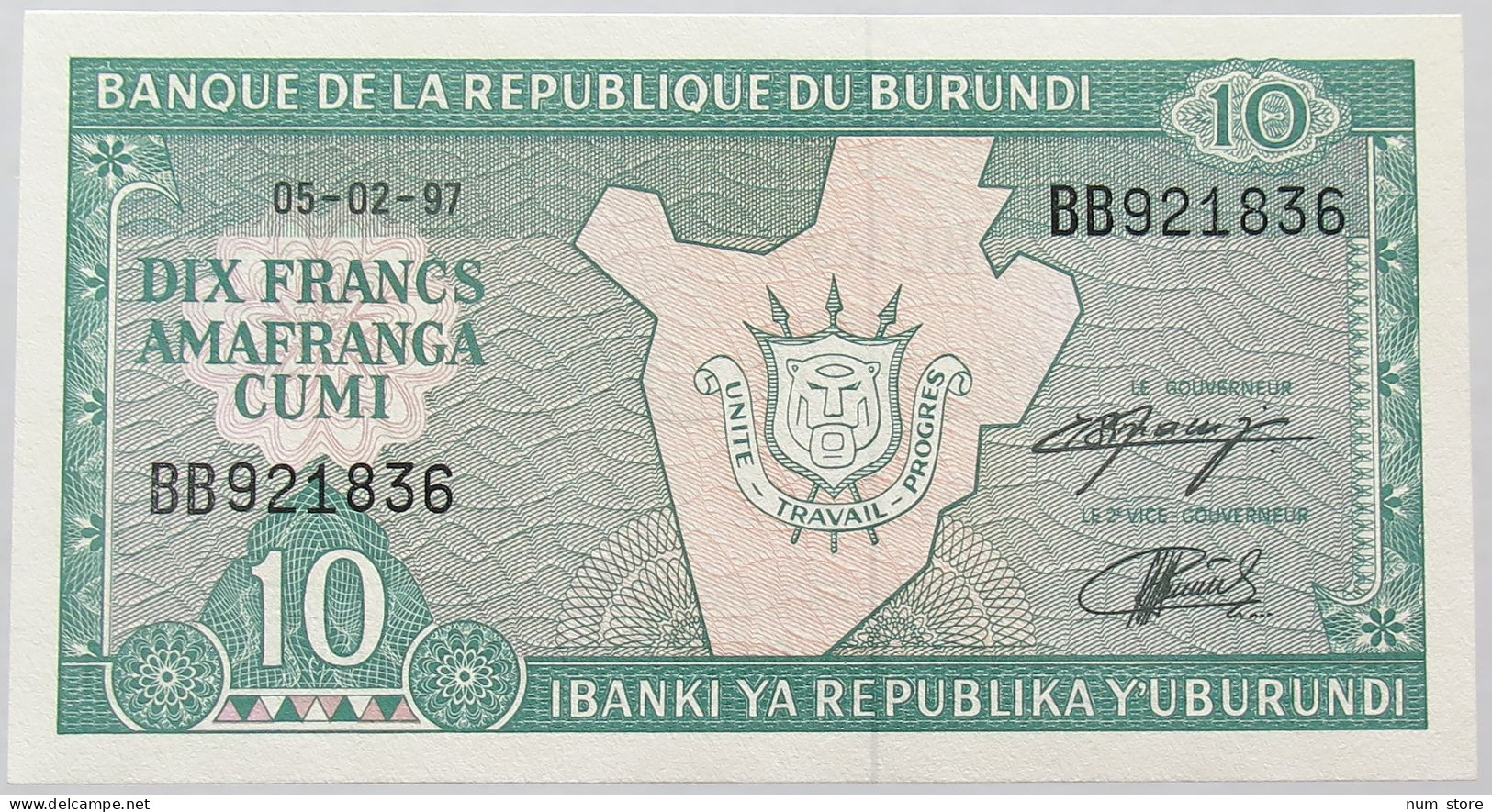 BURUNDI 10 FRANCS 1997 TOP #alb017 0025 - Burundi