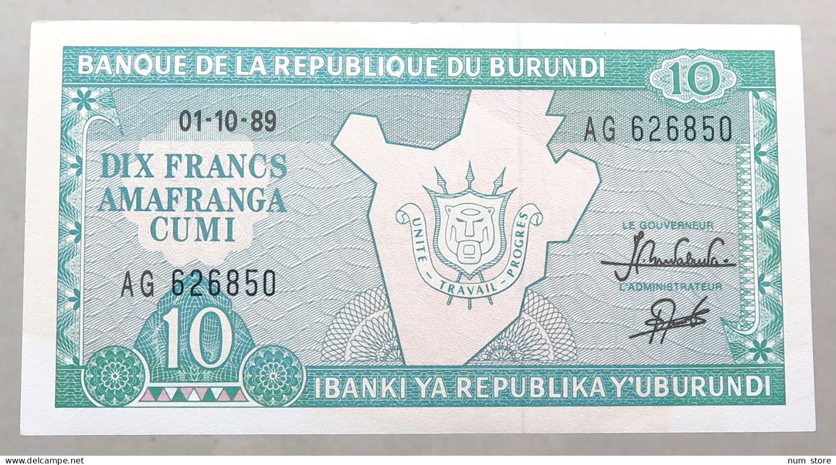 BURUNDI 10 FRANCS 1989 TOP #alb049 1535 - Burundi