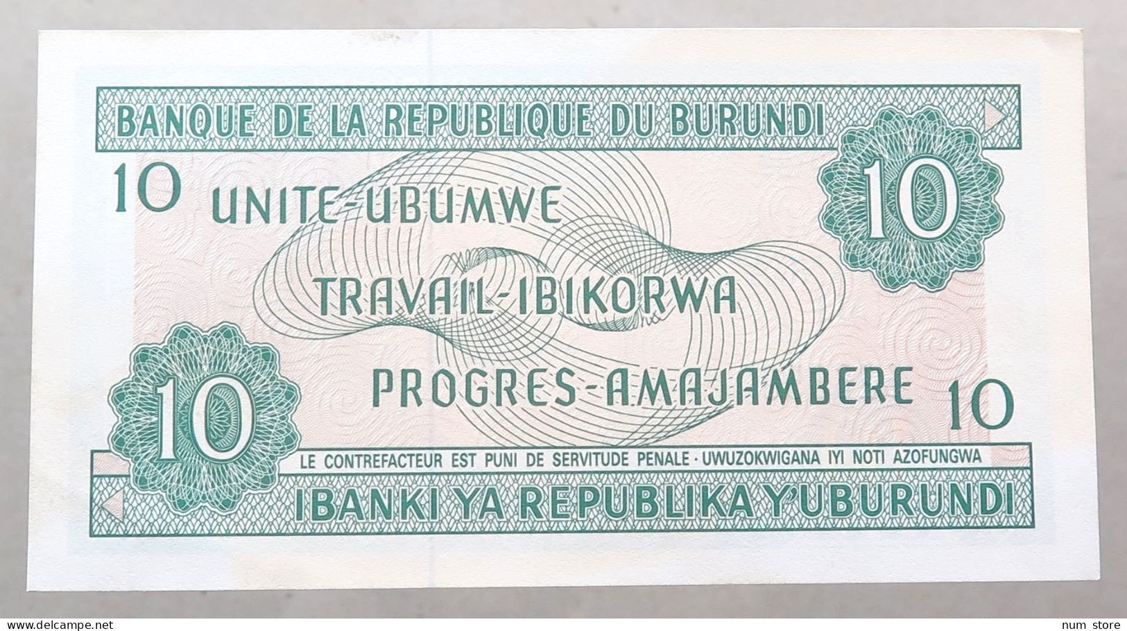 BURUNDI 10 FRANCS 1989 TOP #alb049 1535 - Burundi