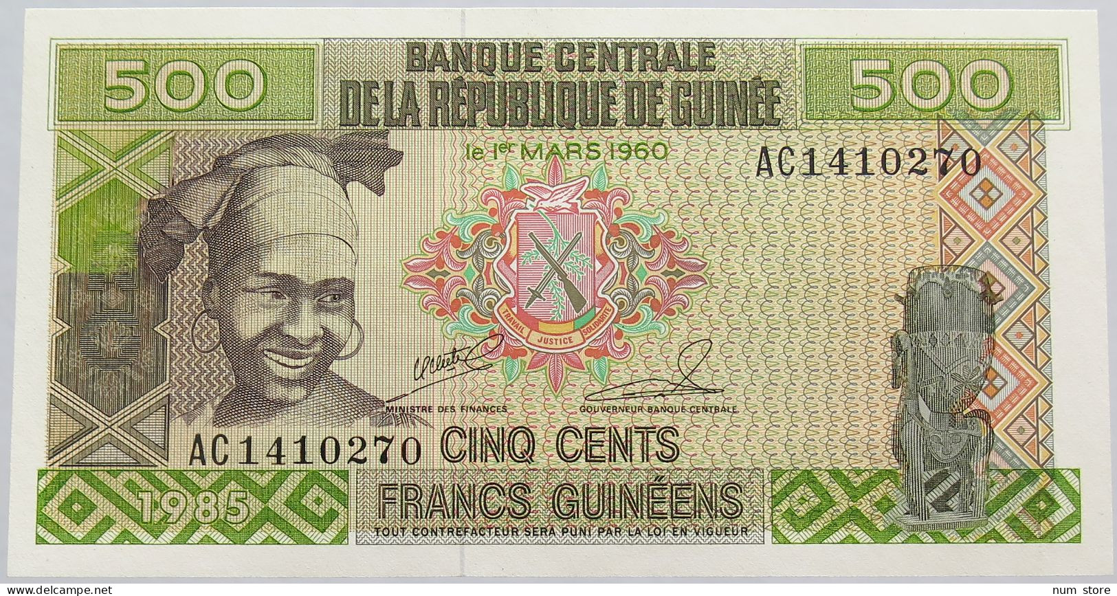 GUINEE 500 FRANCS 1960 UNC #alb018 0199 - Guinea-Bissau