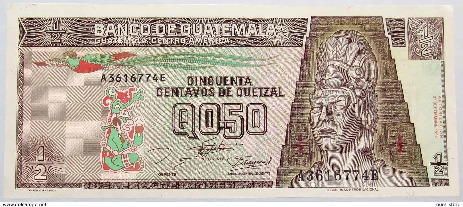 GUATEMALA 1/2 QUETZAL 1994 TOP #alb014 0039 - Guatemala