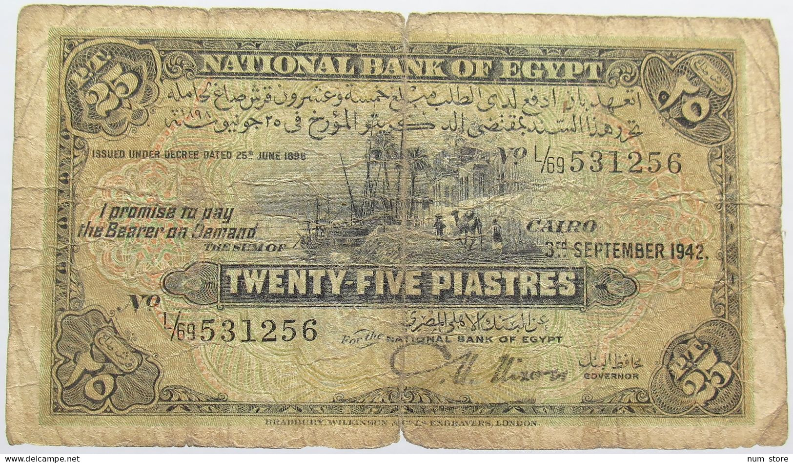 EGYPT 25 PIASTRES 1942 #alb013 0217 - Egypte