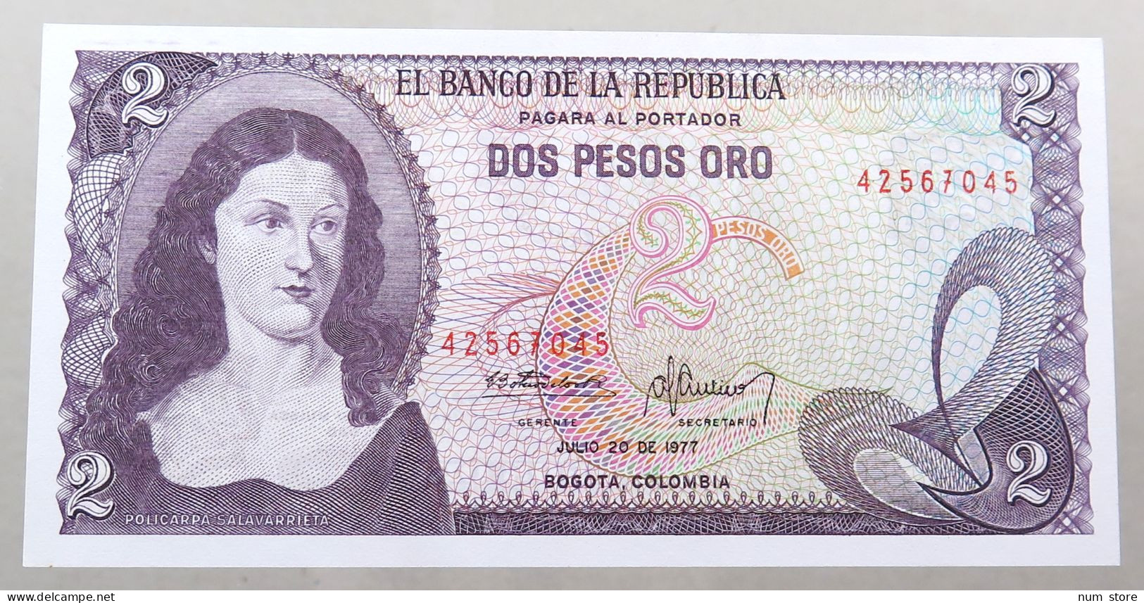 COLOMBIA 2 PESOS 1977 TOP #alb050 0383 - Kolumbien