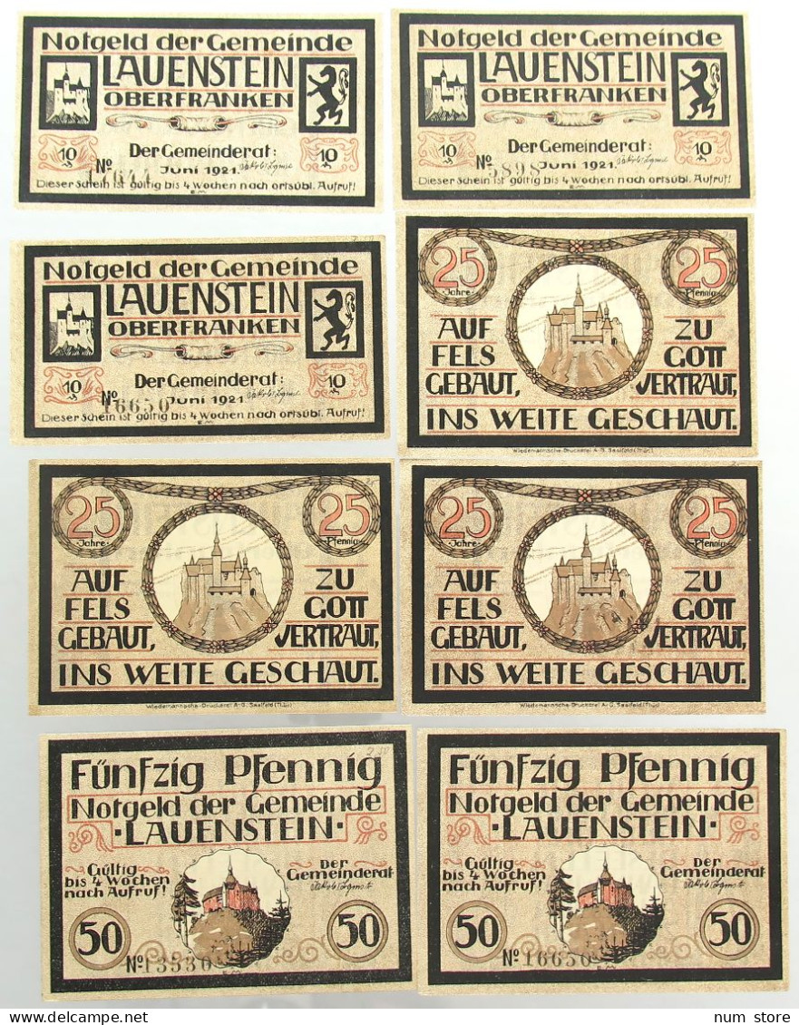 COLLECTION BANKNOTES NOTGELD GERMANY LAUENSTEIN 8pc #alb067 0499 - Verzamelingen & Kavels