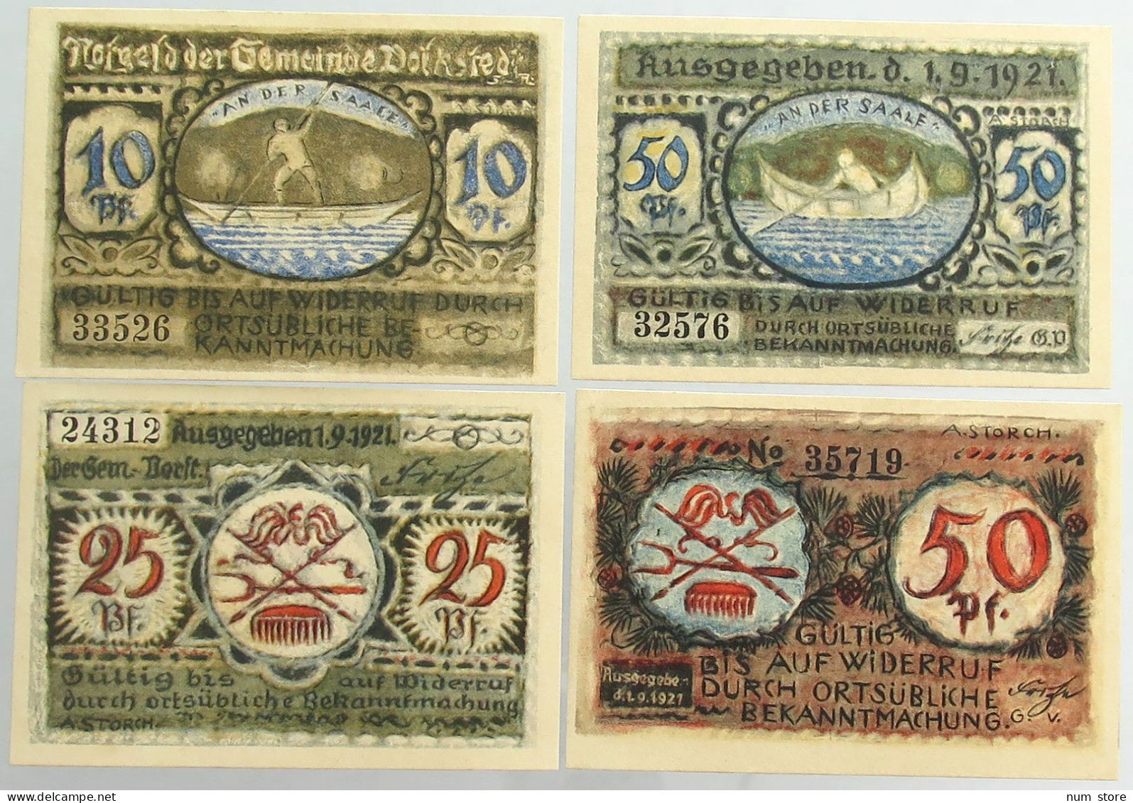COLLECTION BANKNOTES NOTGELD GERMANY 4pc #alb067 0483 - Collections & Lots
