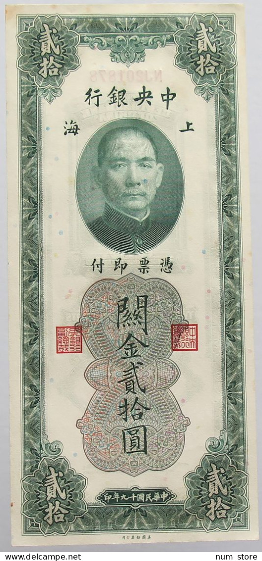 CHINA 20 GOLD UNITS 1930 #alb013 0023 - Chine