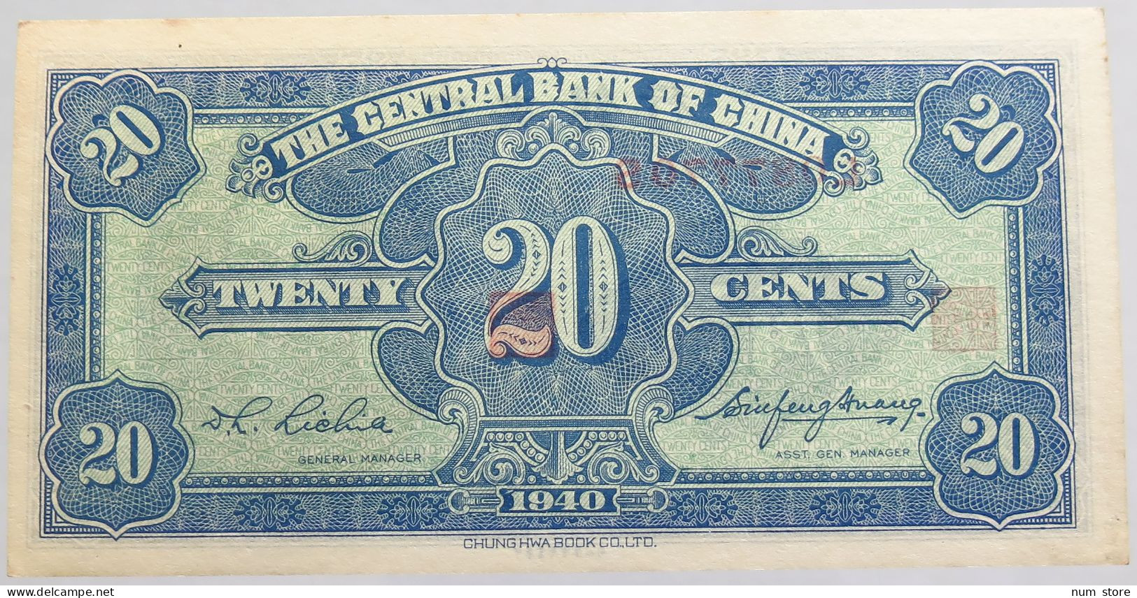 CHINA 20 CENTS 1940 #alb012 0205 - Chine