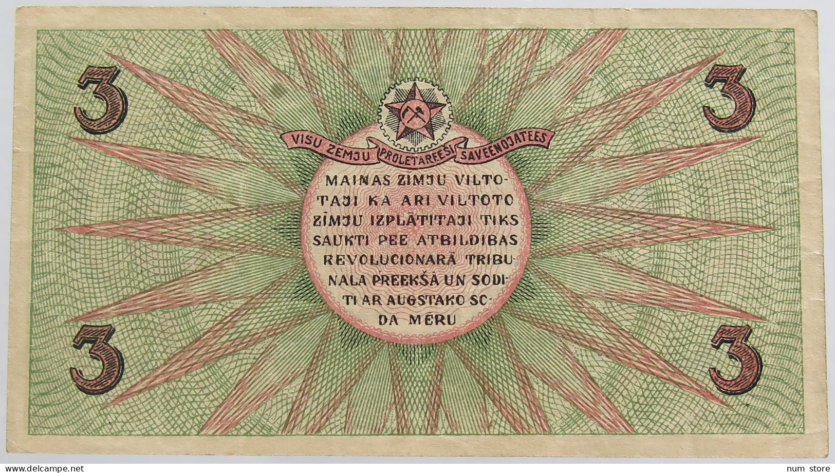 LATVIA 3 RUBLI 1919 #alb012 0145 - Latvia