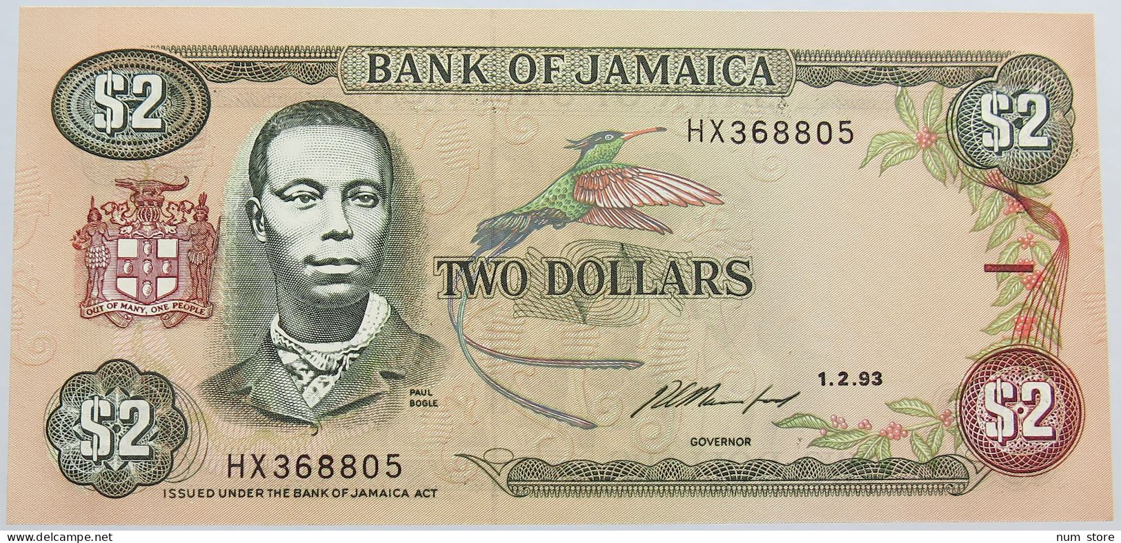 JAMAICA 2 DOLLARS 1993 TOP #alb014 0211 - Jamaica