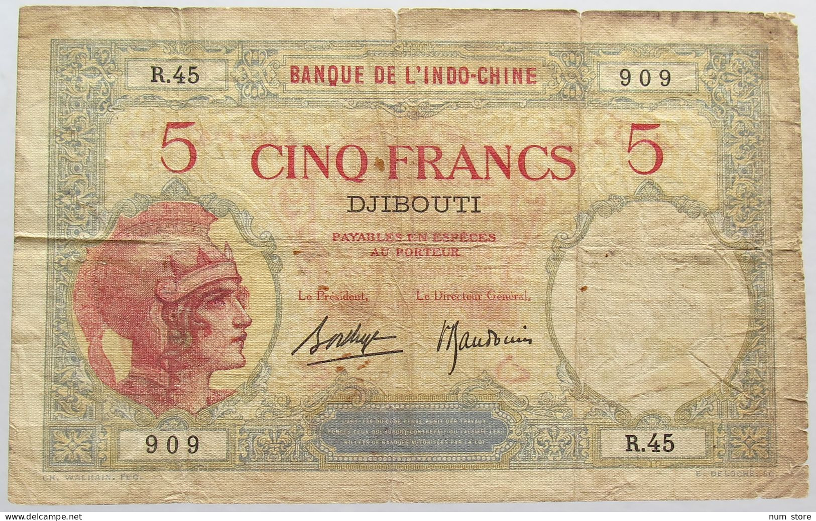 INDOCHINE 5 FRANCS DJIBOUTI #alb013 0145 - Indochine