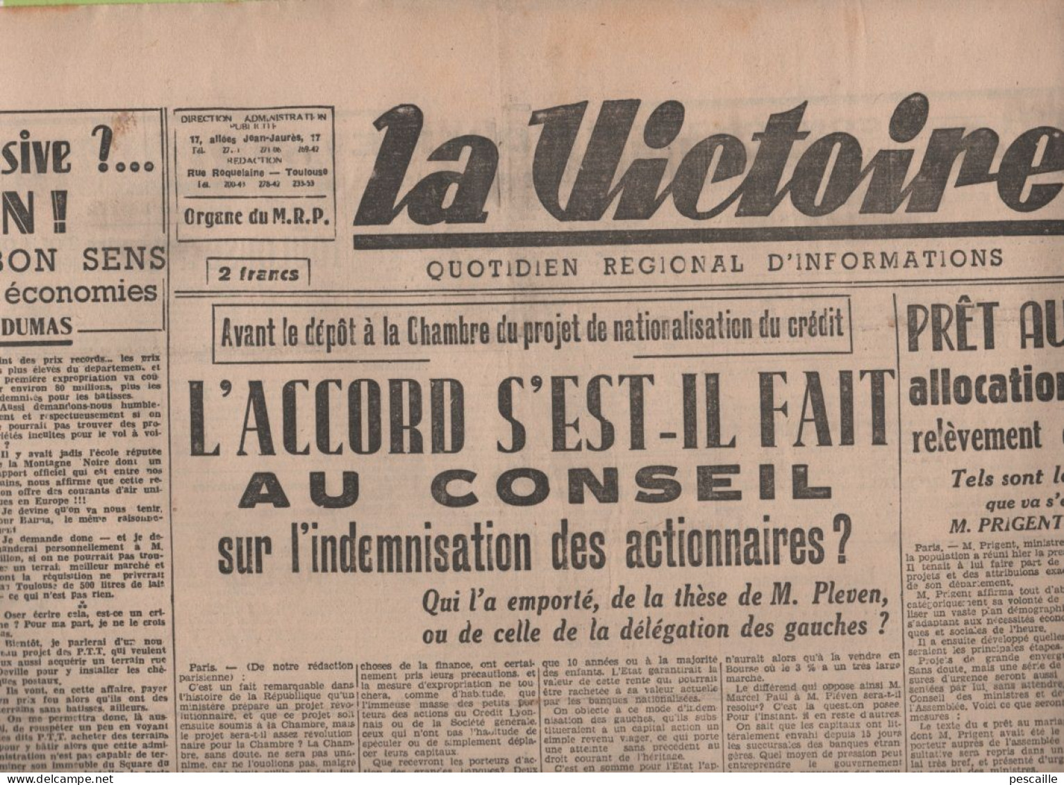 LA VICTOIRE 30 11 1945 - PROCES DE NUREMBERG ANSCHLUSS - DELATTRE DE TASSIGNY - NATIONALISATION CREDIT - CARTE DE PAIN - Algemene Informatie