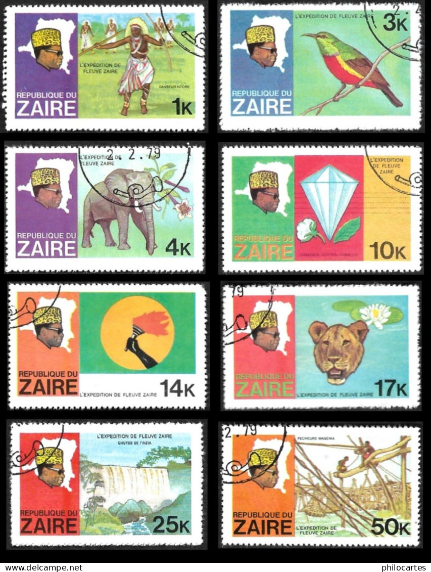 Zaire   1979 - Expédition Du Fleuve Zaire - La Série Complète 589 B à 596 B-  Oblitérés - Usados