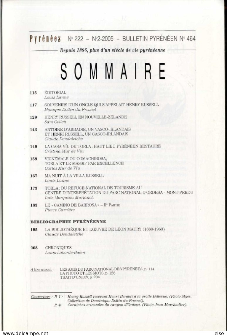 PYRENEES  N° 222    N° 2  2005  - SOUVENIR D UN ONCLE  H RUSSEL  ETC   -  LES PYRENEES   -  PAGES 115 A 224 - Midi-Pyrénées