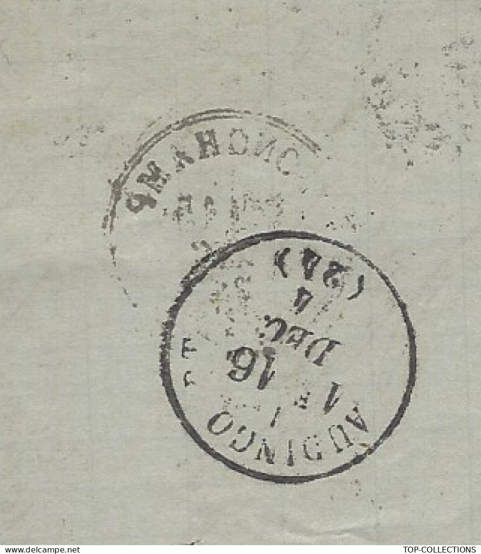 1874 De Ronchamp  (Haute Saone) Sté Des Houillères Timbre Cérès Oblit. Gros Ch.   Pour Peugeot à Audincourt Doubs - 1800 – 1899