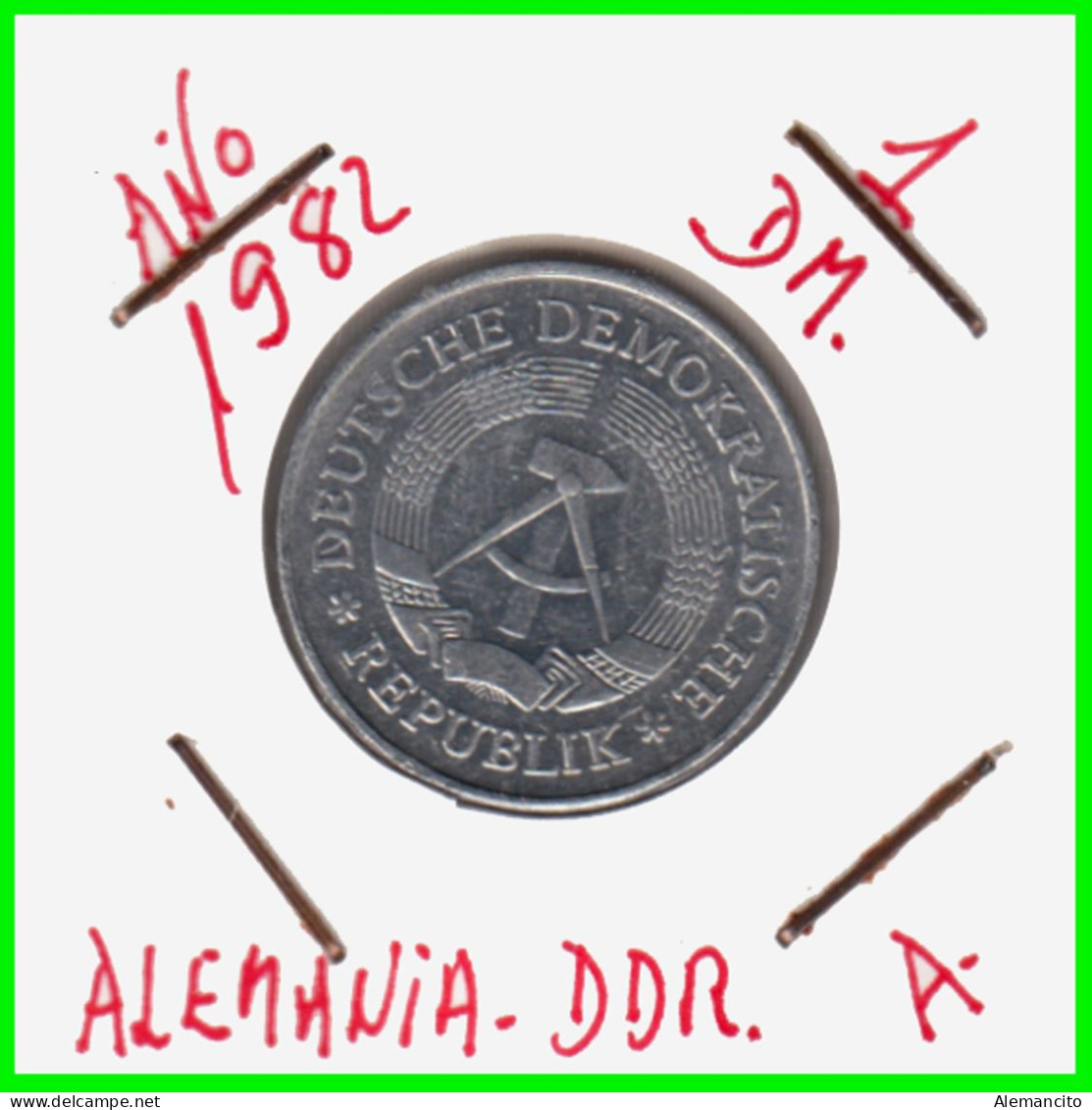 ( GERMANY DDE ) REPUBLICA DEMOCRATICA DE ALEMANIA (DDR) MONEDA DE 1-DM AÑO 1982  KM-35.2.- 1.00  MONEDA DE ALUMINIO - 1 Marco