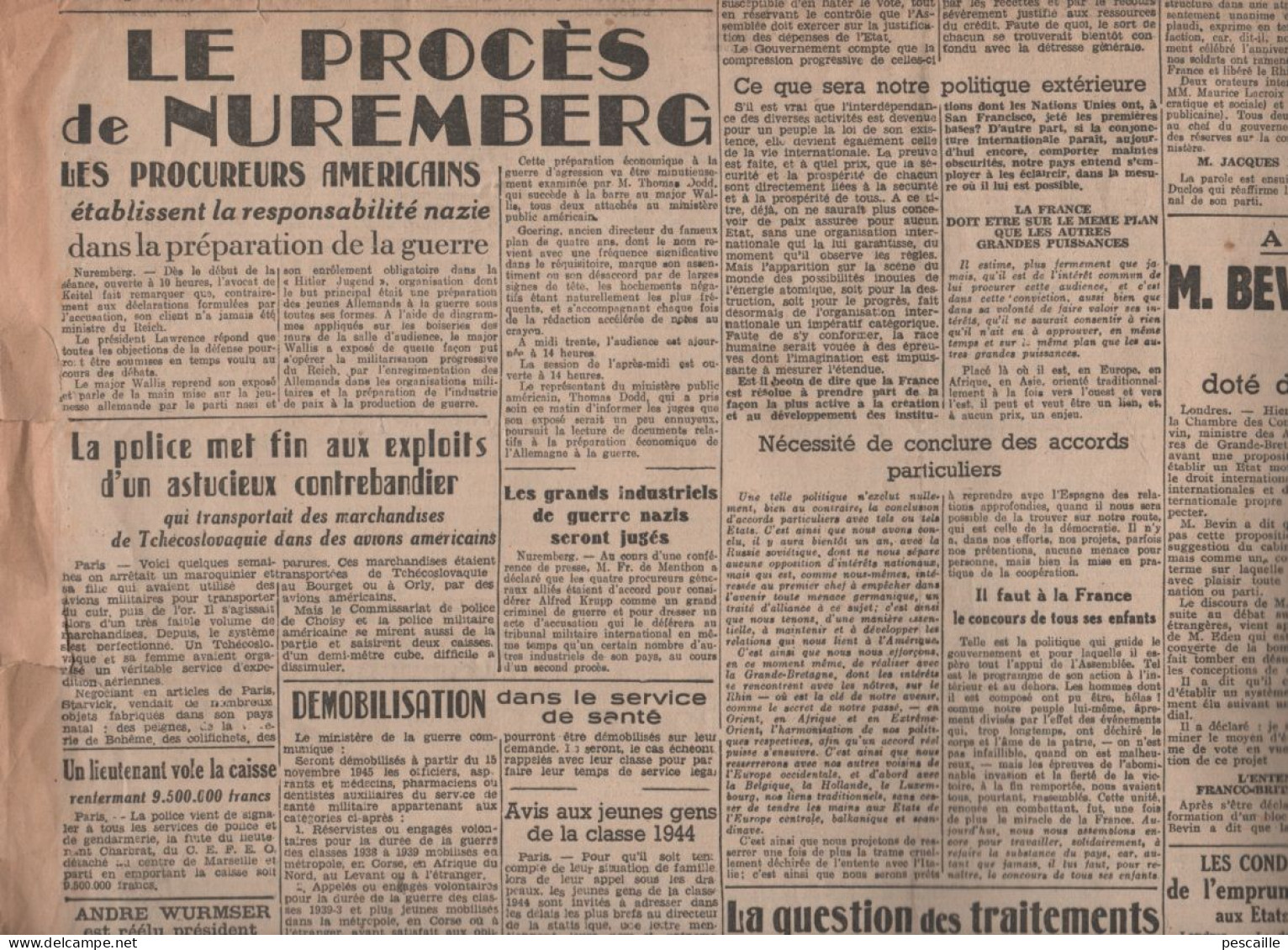 LA VICTOIRE 24 11 1945 - DE GAULLE - PROCES DE NUREMBERG - AMBROISE CROIZAT - CONSTITUANTE - LONDRES - - Testi Generali