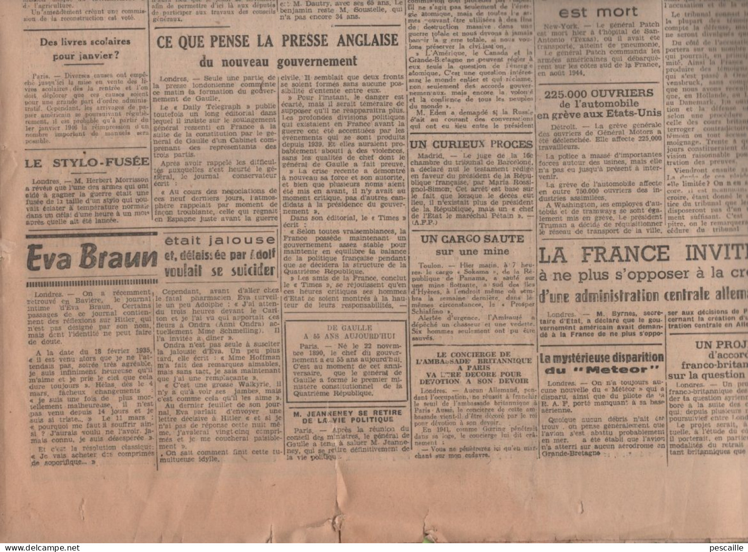 LA VICTOIRE 23 11 1945 - PROCES DE NUREMBERG - GOUVERNEMENT DE GAULLE - NATIONALISATIONS - CONSTITUANTE - EVA BRAUN - - Testi Generali