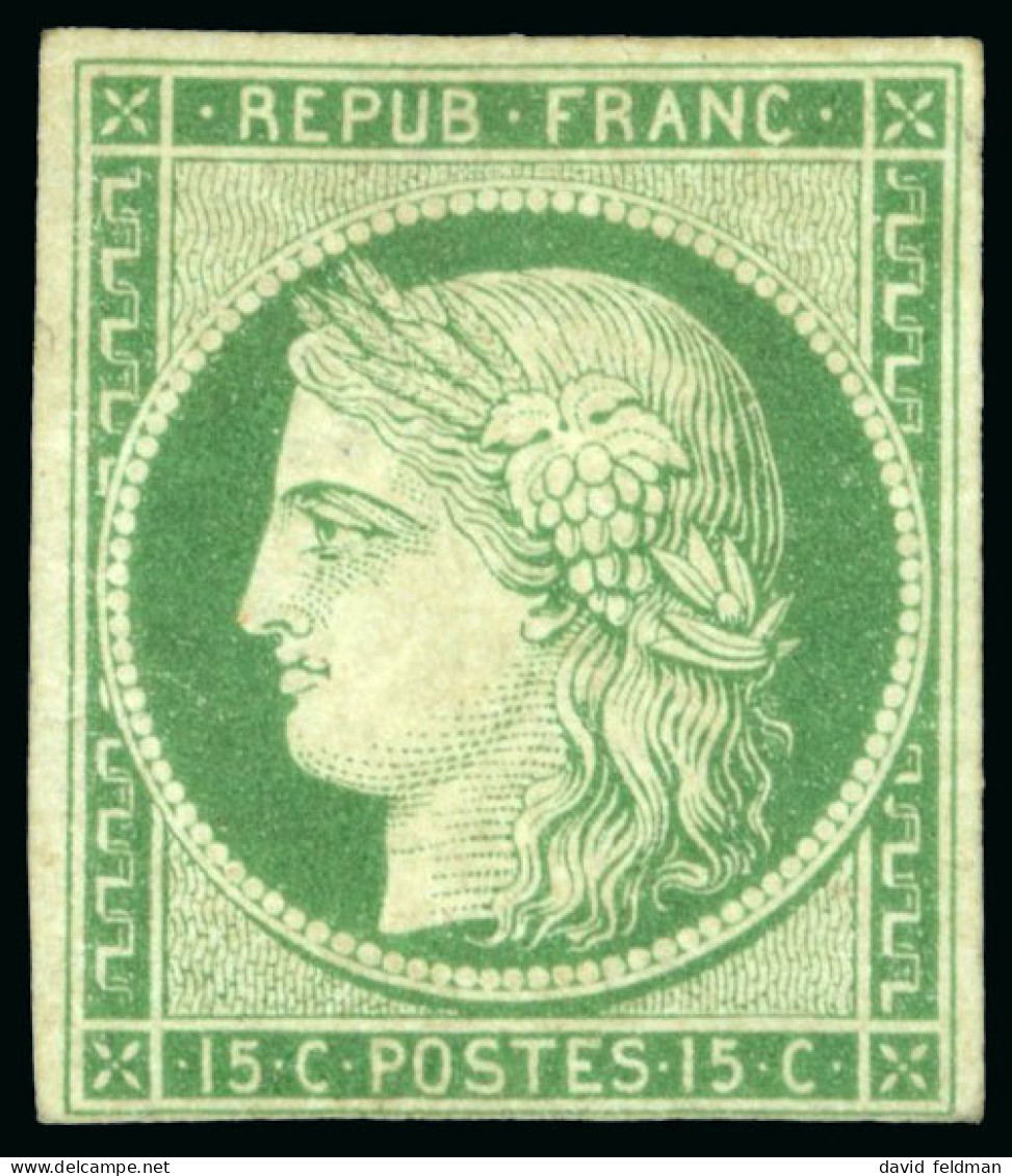 1850, Cérès Non Dentelé 15 Centimes Vert Y&T N°2 *, - 1849-1850 Ceres