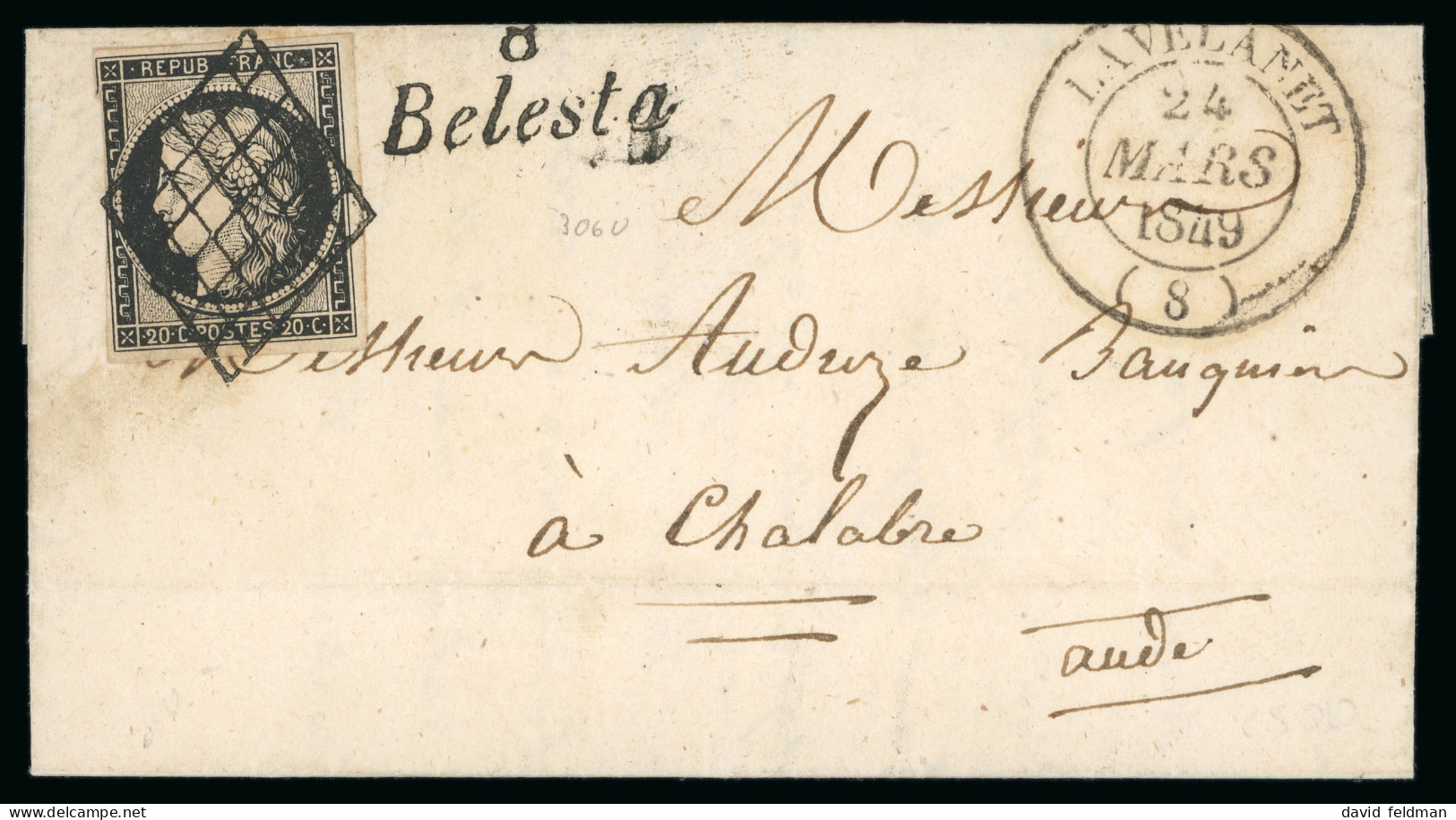 1849, Lettre Pour Chalabre (Aude), Affranchissement - 1849-1850 Ceres