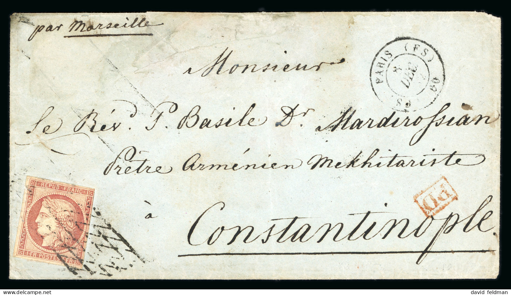 1852, Lettre Pour Constantinople, Affranchissement - 1849-1850 Cérès