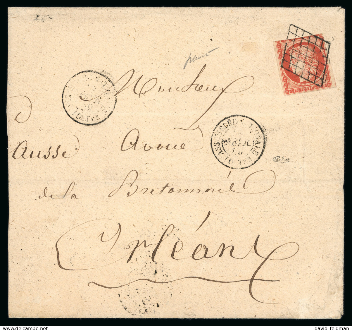 1849, Cérès Non Dentelé 1 Franc Vermillon Vif Y&T N°7a, - 1849-1850 Ceres