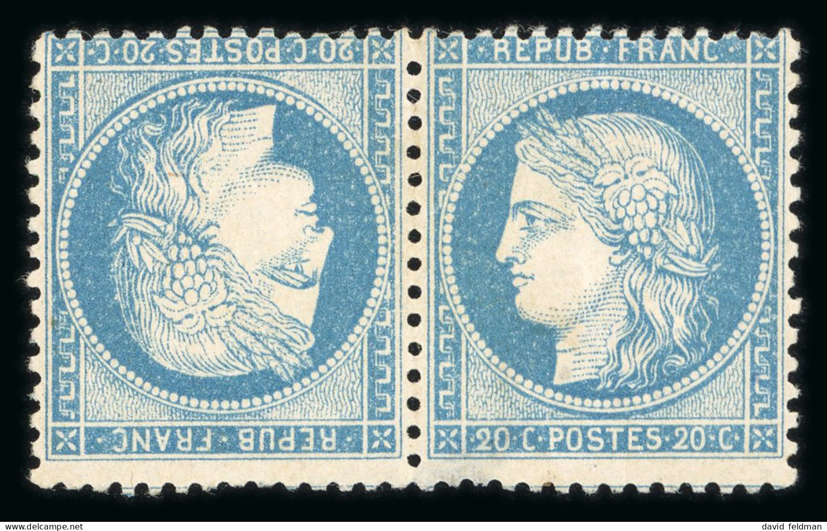 1870, Type Siège 20 Centimes Bleu Y&T N°37c * Tête-bêche, - 1870 Siège De Paris