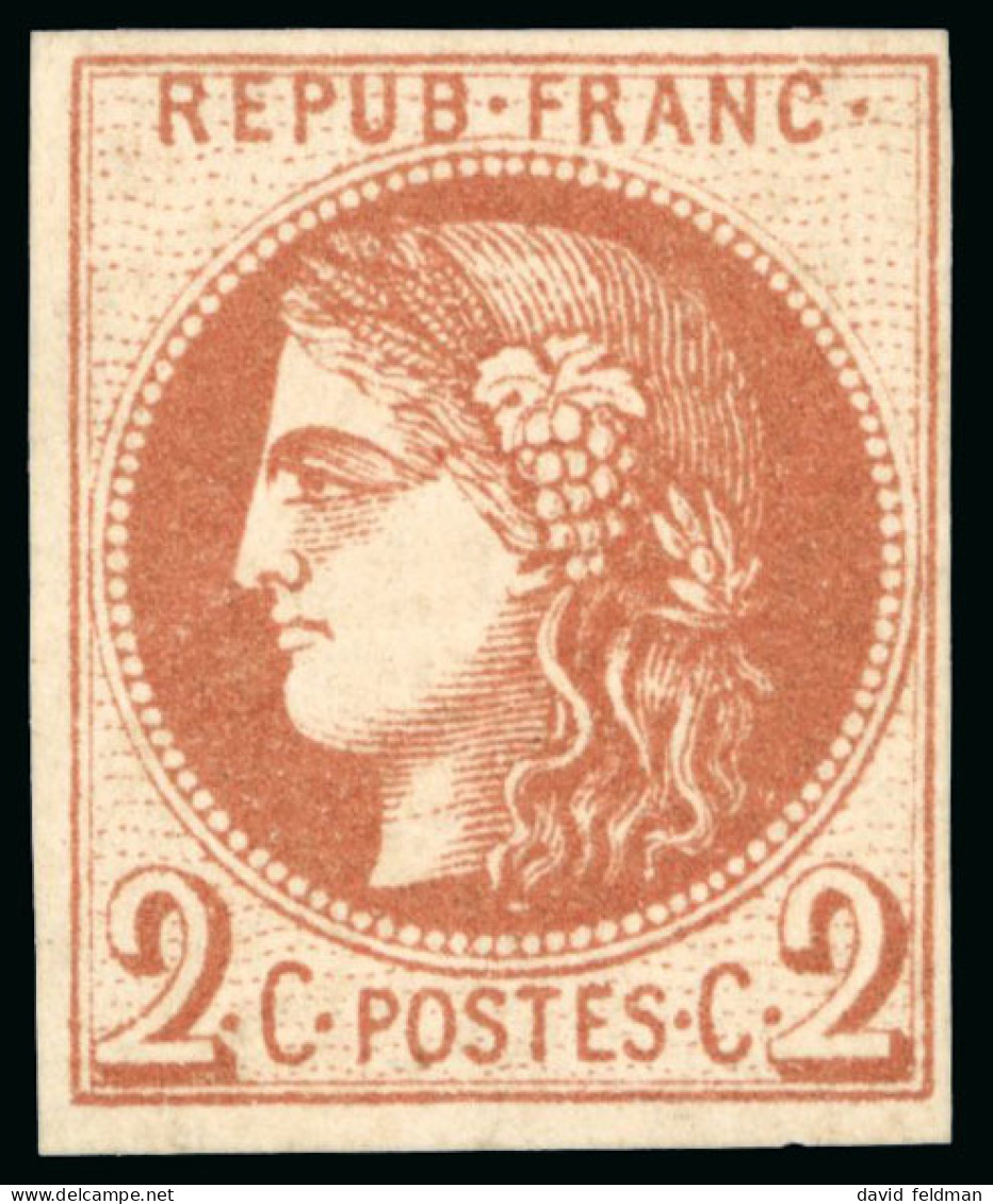 1870, Émission De Bordeaux 2 Centimes Brun-rouge Report - 1870 Bordeaux Printing