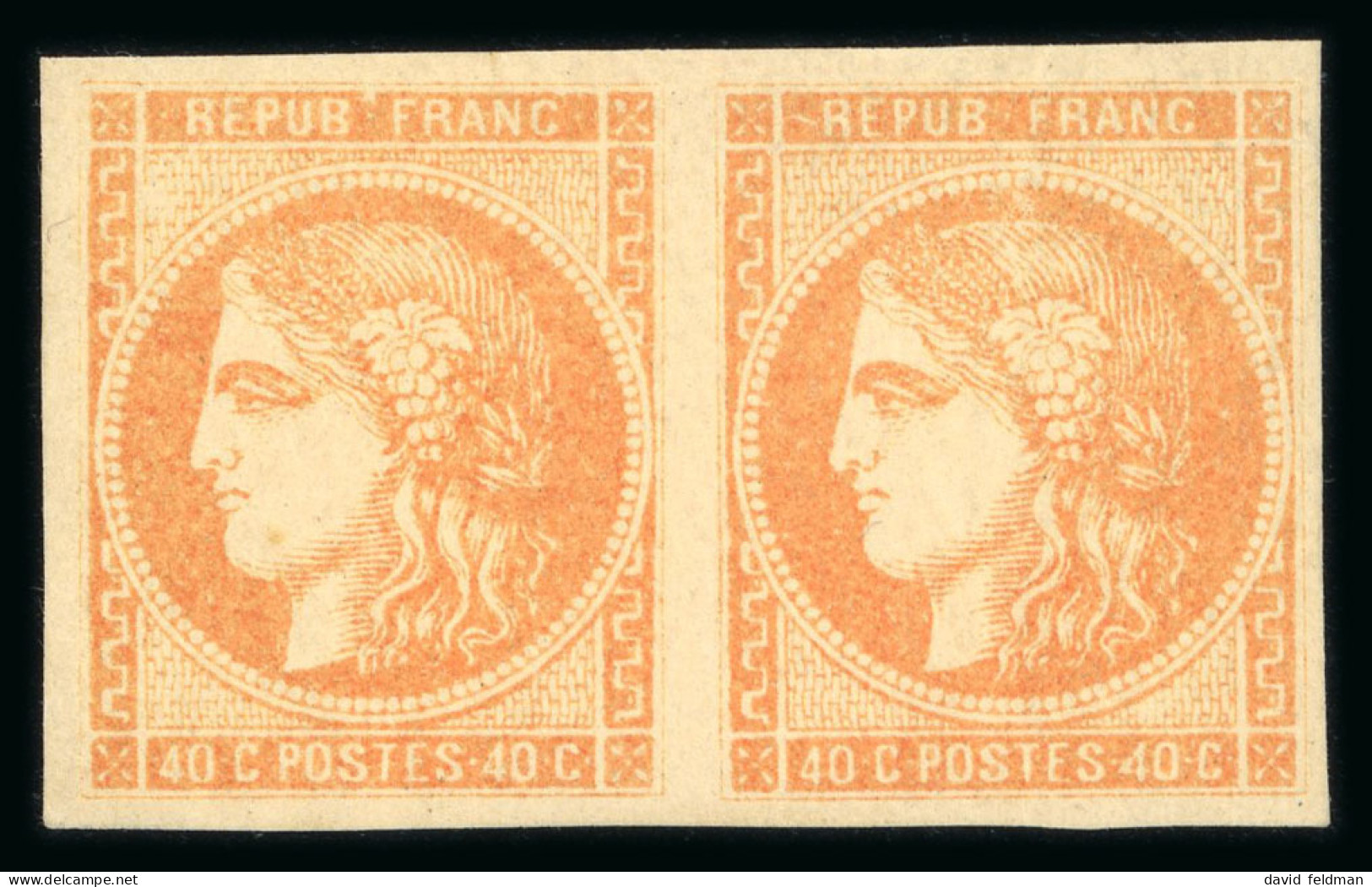 1870, Paire Émission De Bordeaux 40 Centimes Orange - 1870 Bordeaux Printing