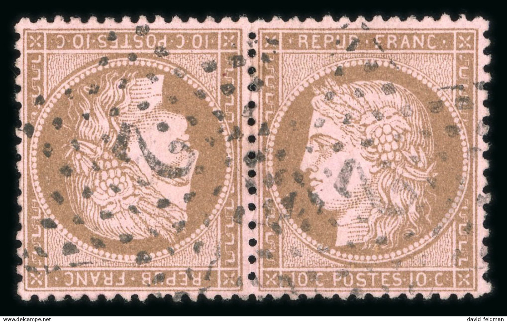 1873, Cérès Dentelé 10 Centimes Brun Sur Rose Y&T N°58c - 1871-1875 Cérès