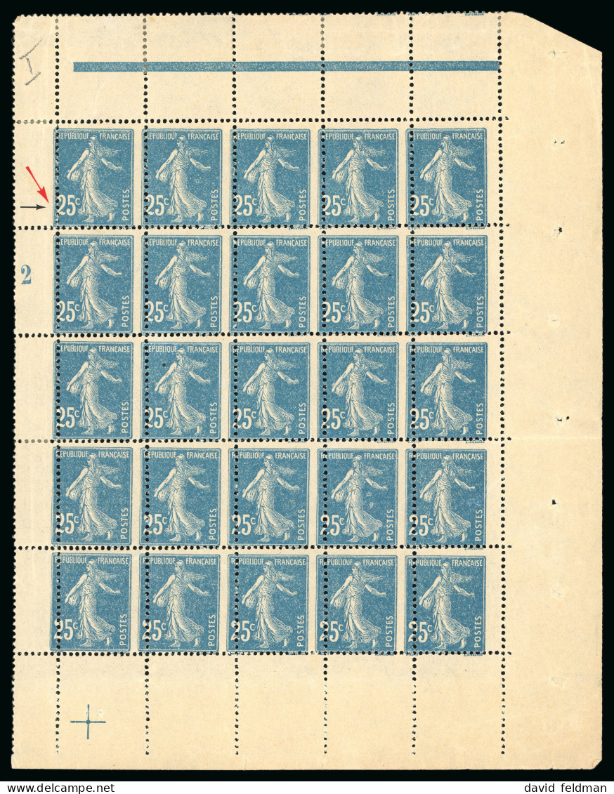 1907, Type Semeuse Y&T N°140x ** Variété Piquage - 1906-38 Säerin, Untergrund Glatt