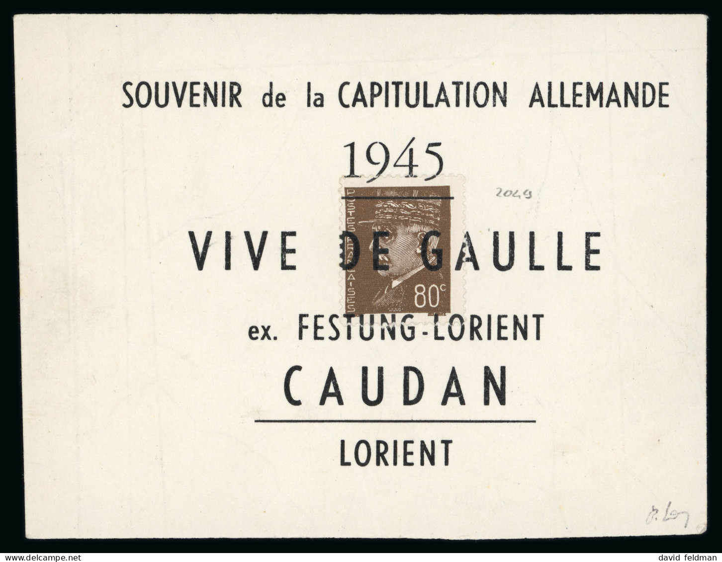 Caudun (Morbihan): Type Hourriez 80 Centimes, Feuillet - Bevrijding