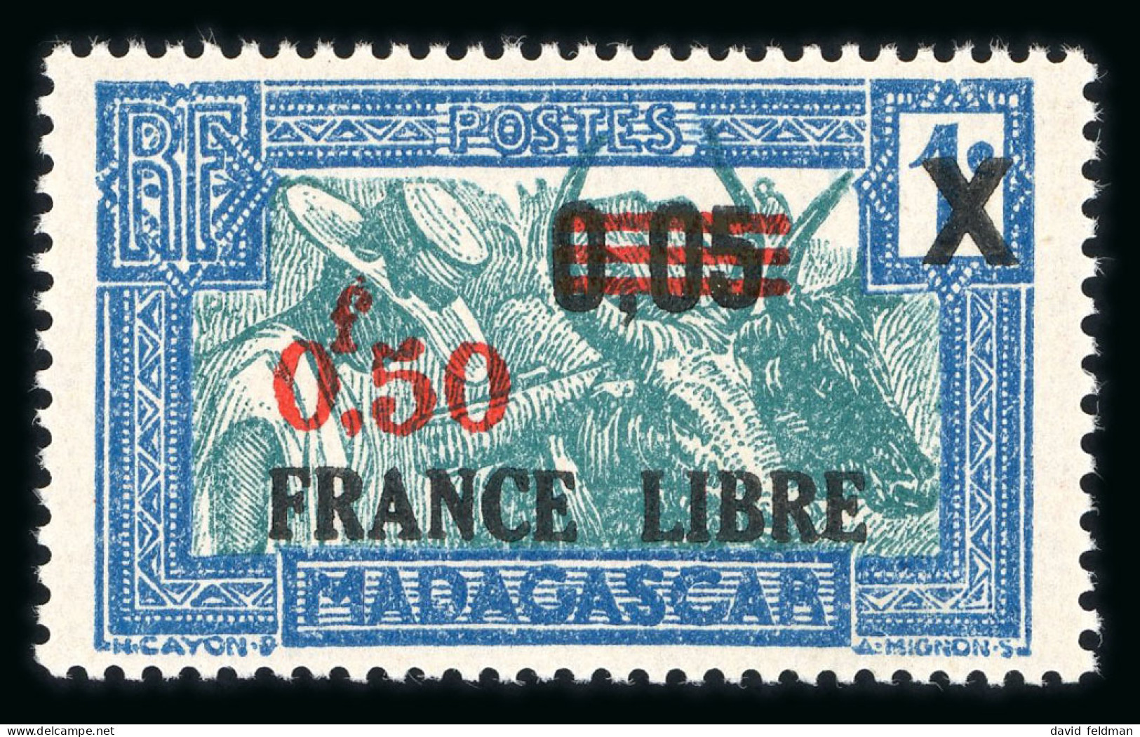 1942, France Libre Y&T 241c **, Variété Cadre Et Centre Bleu Plus Clair, Cote 1'200€, TB. - Other & Unclassified