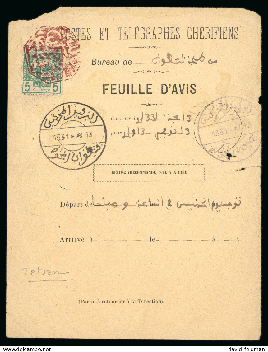 1913, Feuille D'avis Des Postes Et Télégraphes Chérifiens - Briefe U. Dokumente