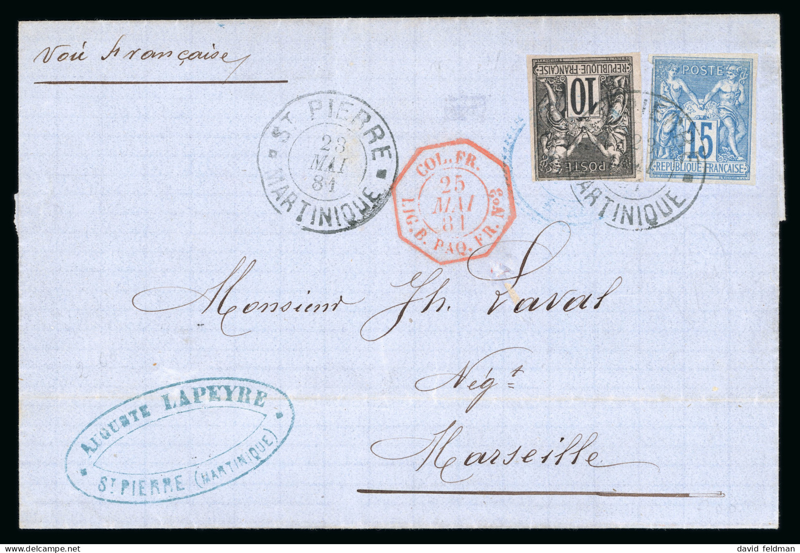 1881, Lettre Pour Marseille, Affranchissement Colonies - Andere & Zonder Classificatie