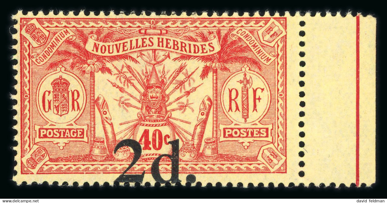 1920, Nouvelle Hébrides, Y&T N°69a **, Variété Surcharge - Sin Dentar, Pruebas De Impresión Y Variedades