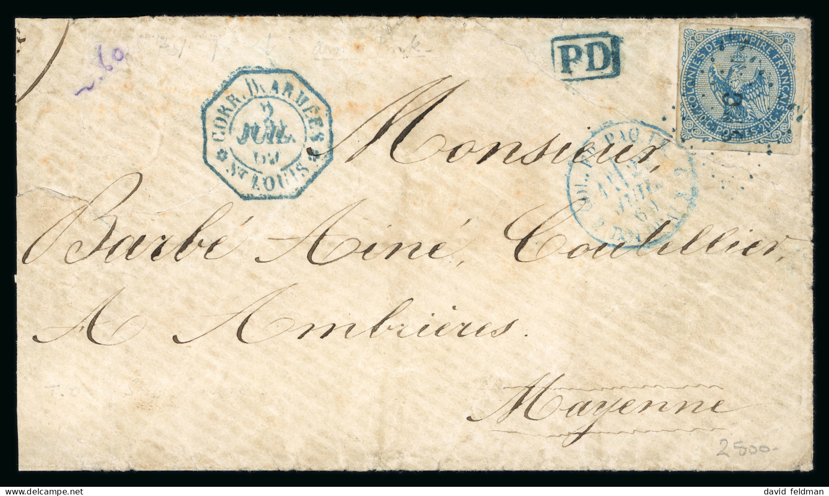 1869, Lettre Pour Ambrières (Mayenne), Affranchissement - Other & Unclassified