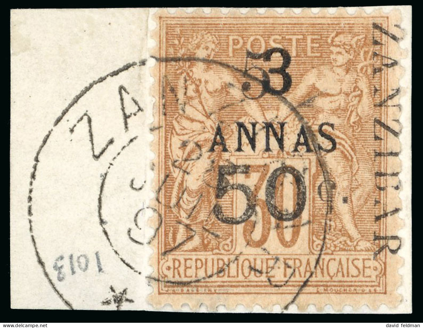 1897, Type Sage, Y&T N°35d (surcharge V) O, Sur Fragment, - Altri & Non Classificati