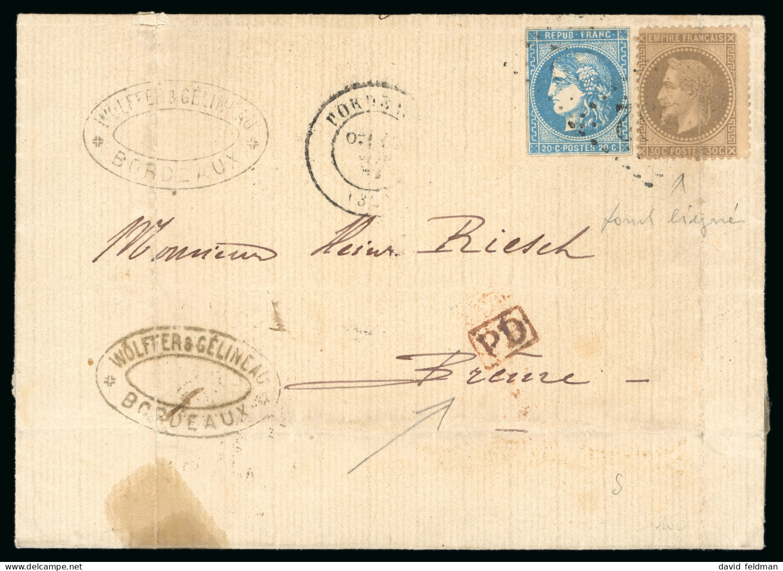 France: 1867-1871, Trio De Lettres Avec Empire Dentelé - Colecciones Completas