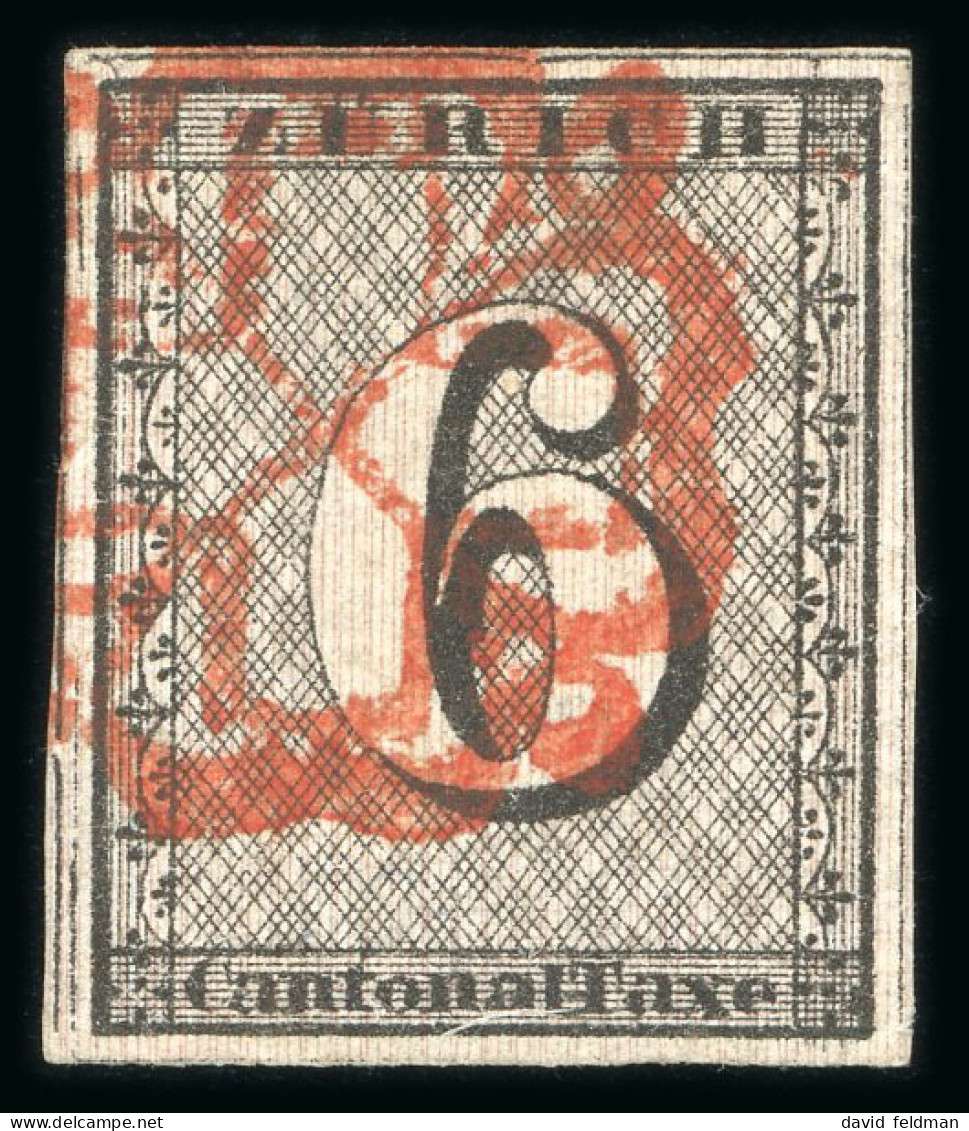 1843, Zürich 6 Rp Mit Senkrechten Deutlichen Untergrundlinien, Type 1 - 1843-1852 Federale & Kantonnale Postzegels