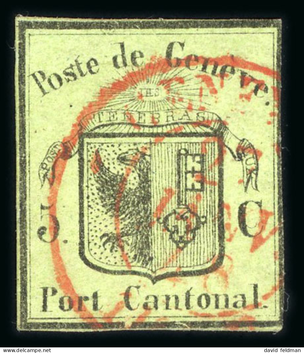 5c "Kleiner Adler", Gelbgrün Mit Spektakulären Plattenfehler "unterbrochener Rahmen Unter Dem C Von Cantonal" - 1843-1852 Timbres Cantonaux Et  Fédéraux