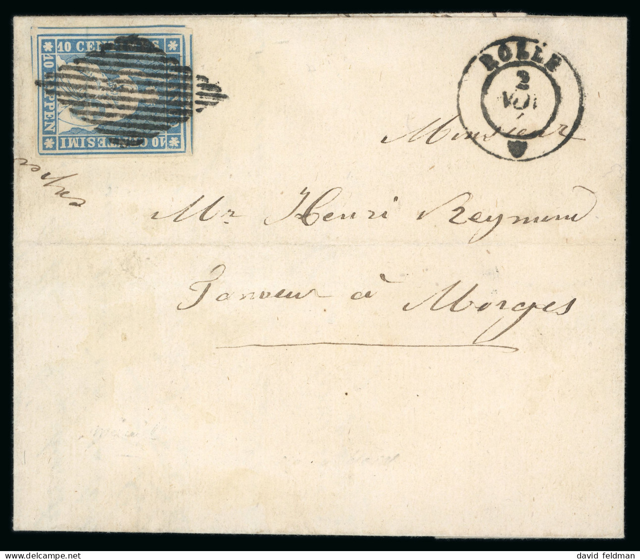 1854, Strubel Ausgabe 10 Rappen Vom Zweiten Münchner Druck Auf Faltbrief Nach Morges - 1843-1852 Federal & Cantonal Stamps